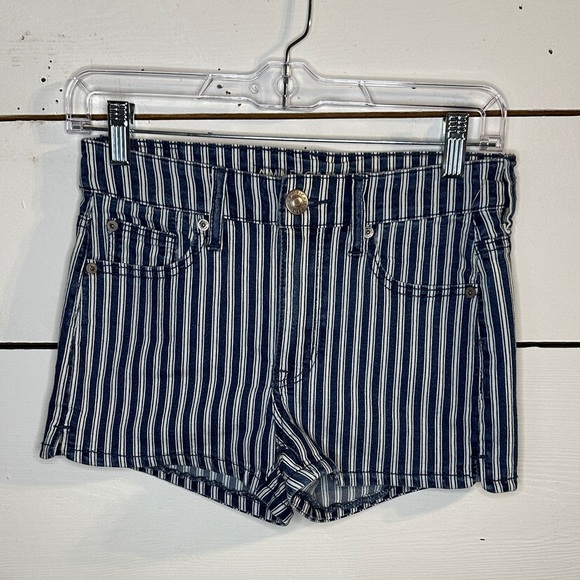 American Eagle Outfitters Pants - American Eagle Outfitters Hi-Rise Shortie Striped Jean Shorts